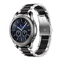 Ремінець металевий для годинника 20 мм Rolex 3 Bead design Silver-black, фото 3