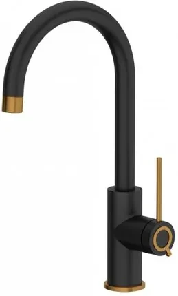 Кухонний змішувач Quadron Stalowa Jodie Q Line Slim Pure Carbon Czarny Mat/Miedź (3623511Blmpvdc1), фото 1