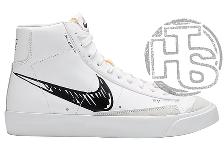 Чоловічі кросівки Nike Blazer Mid 77 White Sketch Black CW7580-101, фото 1
