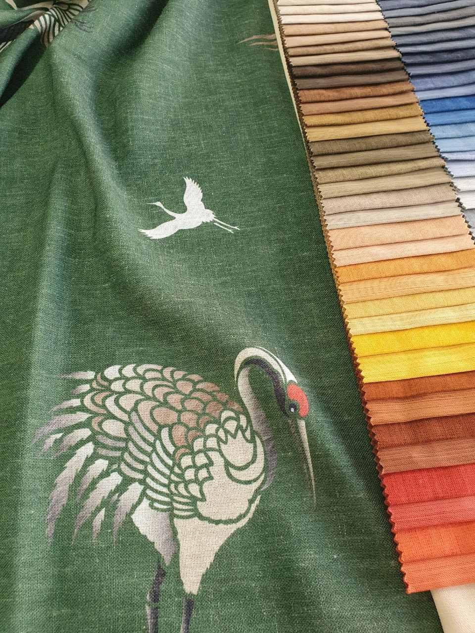 Шторна тканина під льон "Пташки" v3 висота 3м, фото 1