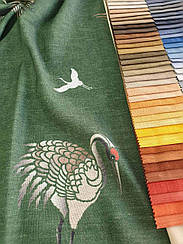 Шторна тканина під льон "Пташки" v3 висота 3м