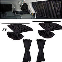 Штори для автомобіля в салон тканинні розсувні сонцезахисні комплекти 4 шт. колір чорний