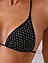 Гарний роздільний купальник із камінням бікіні шторки трикутник на зав'язках, чорний, розмір S, фото 4