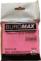 Блок паперу для нотаток NEON з клейким шаром JOBMAX 76х76 мм 80 арк. рожевий 2316