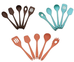 Кухонний набір 5 предметів силіконовий різні кольори Helios 1922 C-A