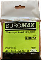 Блок паперу для нотаток NEON з клейким шаром JOBMAX 76х76 мм 80 арк. зелений 2316