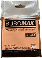 Блок паперу для нотаток NEON з клейким шаром JOBMAX 76х76 мм 80 арк. помаранчевий 2316