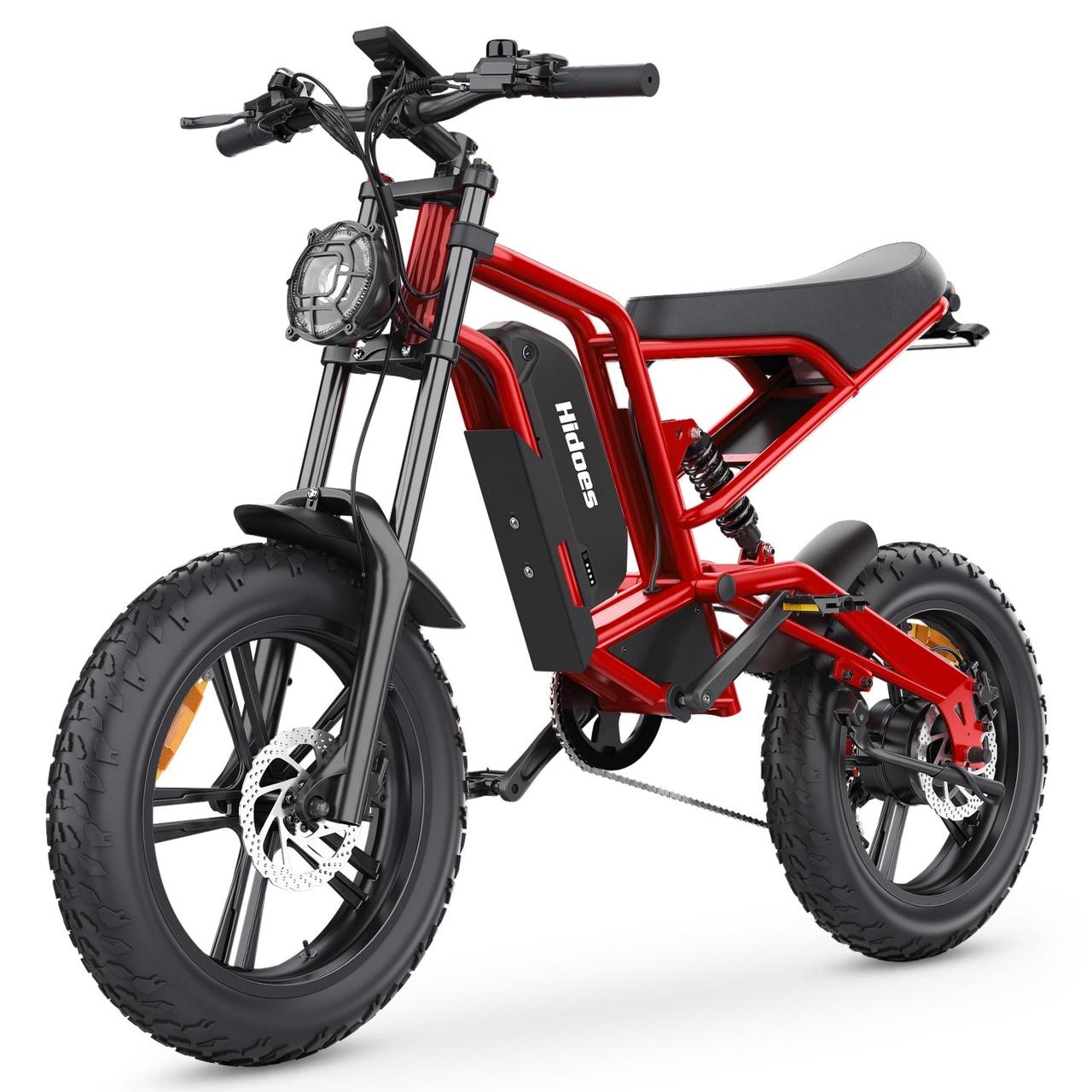 Електричний фетбайк Hidoes® B6 потужністю 1200 Вт, електровелосипед Fat Tire 20"x4", акумулятор 48 В 15 Аг, дальність 50 миль - че, фото 1