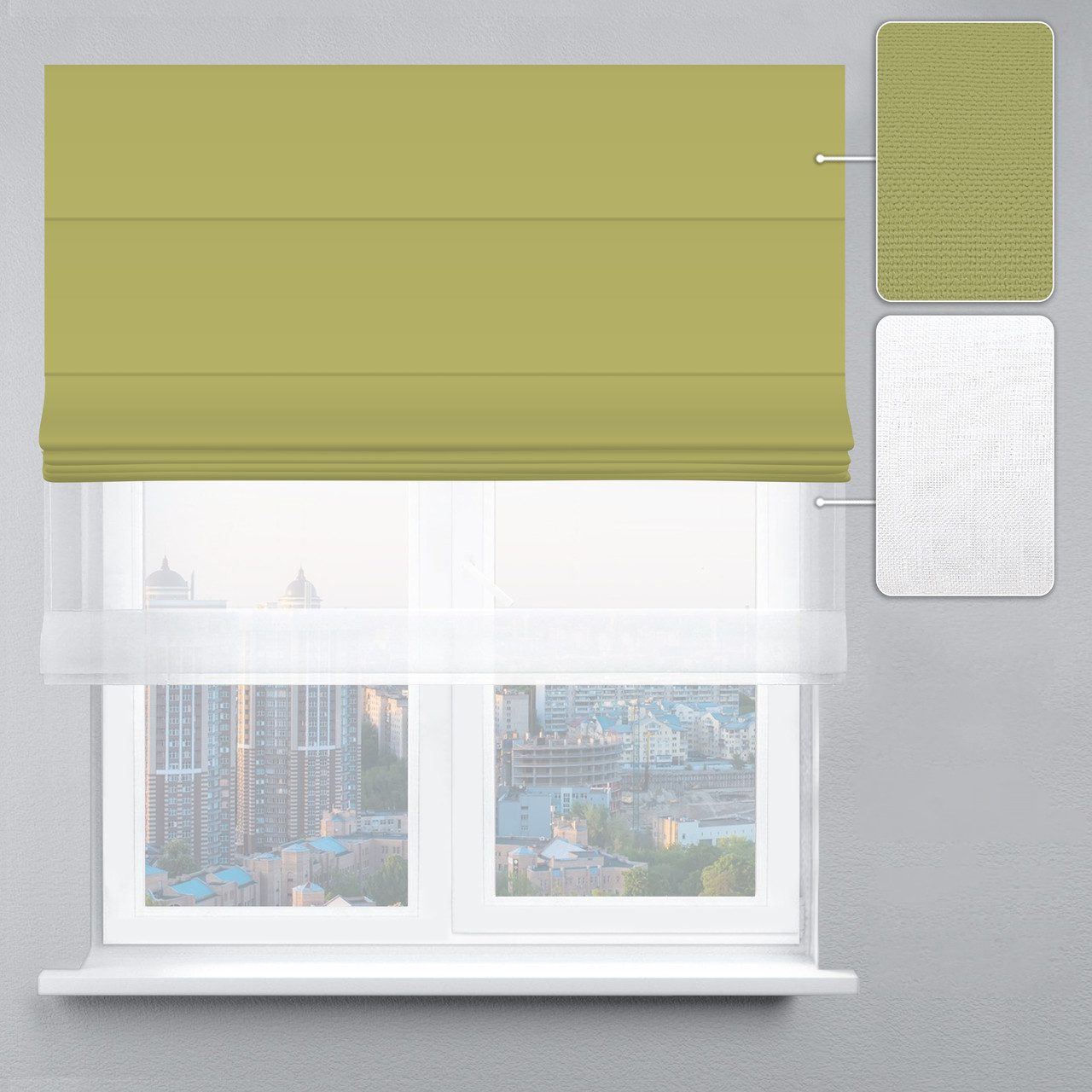 Римська штора Джусі велюр трав'яна та тюль, фото 1