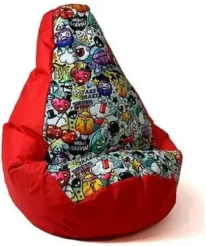 Пуф Go Gift Pufa Worek Graffiti Czerwony L 105X80 Cm
