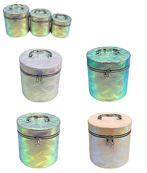 Набір скриньок круглих 20*20 см для біжутерії 3 в 1 Скринька органайзер для прикрас в різних кольорах Nina