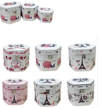 Набір скриньок 20*17 см для біжутерії 3 в 1 Скринька органайзер для прикрас в різних кольорах Nina