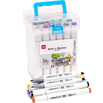 Скетч маркери двосторонні професійні 36 цв в пластиковому боксі