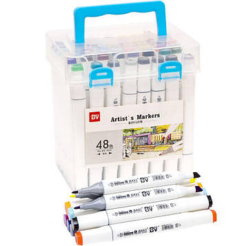 Скетч маркери двосторонні професійні 48 цв в пластиковому боксі