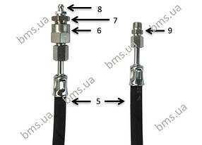 Шланг для цзс гумовий з штуцерами 0,5 м, для змащування підшипників розчинонасоса