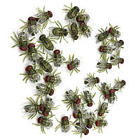 Декор на Хеллоуїн штучі мухи 10 штук розмір 1 см зелений