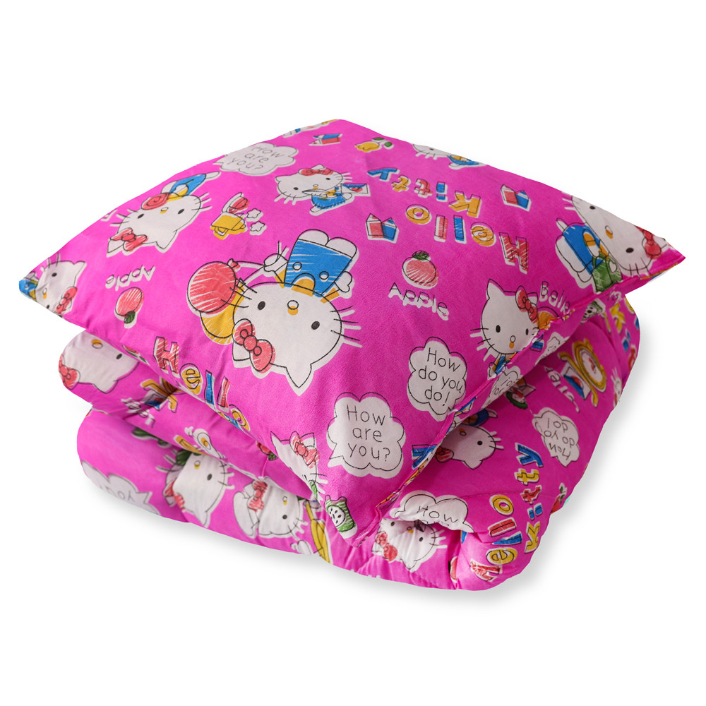 Комплект дитяча ковдра стьобана рожева Hello kitty105x135 + подушка 50x50 для дівчинки в ліжечко