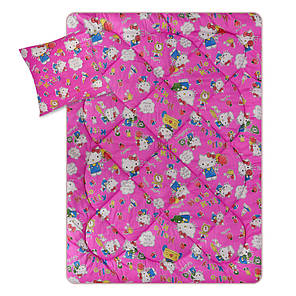 Комплект дитяча ковдра стьобана рожева Hello kitty105x135 + подушка 50x50 для дівчинки в ліжечко, фото 2