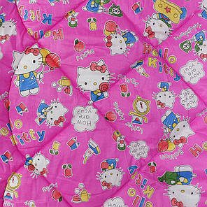 Комплект дитяча ковдра стьобана рожева Hello kitty105x135 + подушка 50x50 для дівчинки в ліжечко, фото 3