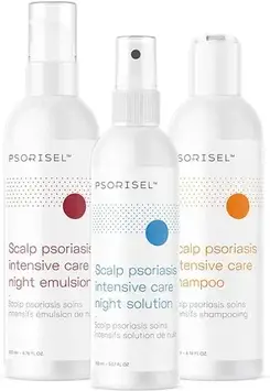 Дерматокосметика для тіла Psorisel Zestaw 3 dermokosmetyków na łuszczycę (szampon na łuszczycę, emulsja do skóry głowy, płyn do
