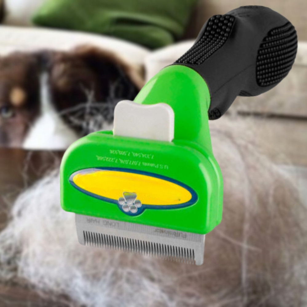 Дешеддер з кнопкою для вичісування довгошерстих собак та кішок Фурмінатор long hair для середніх порід, фото 1