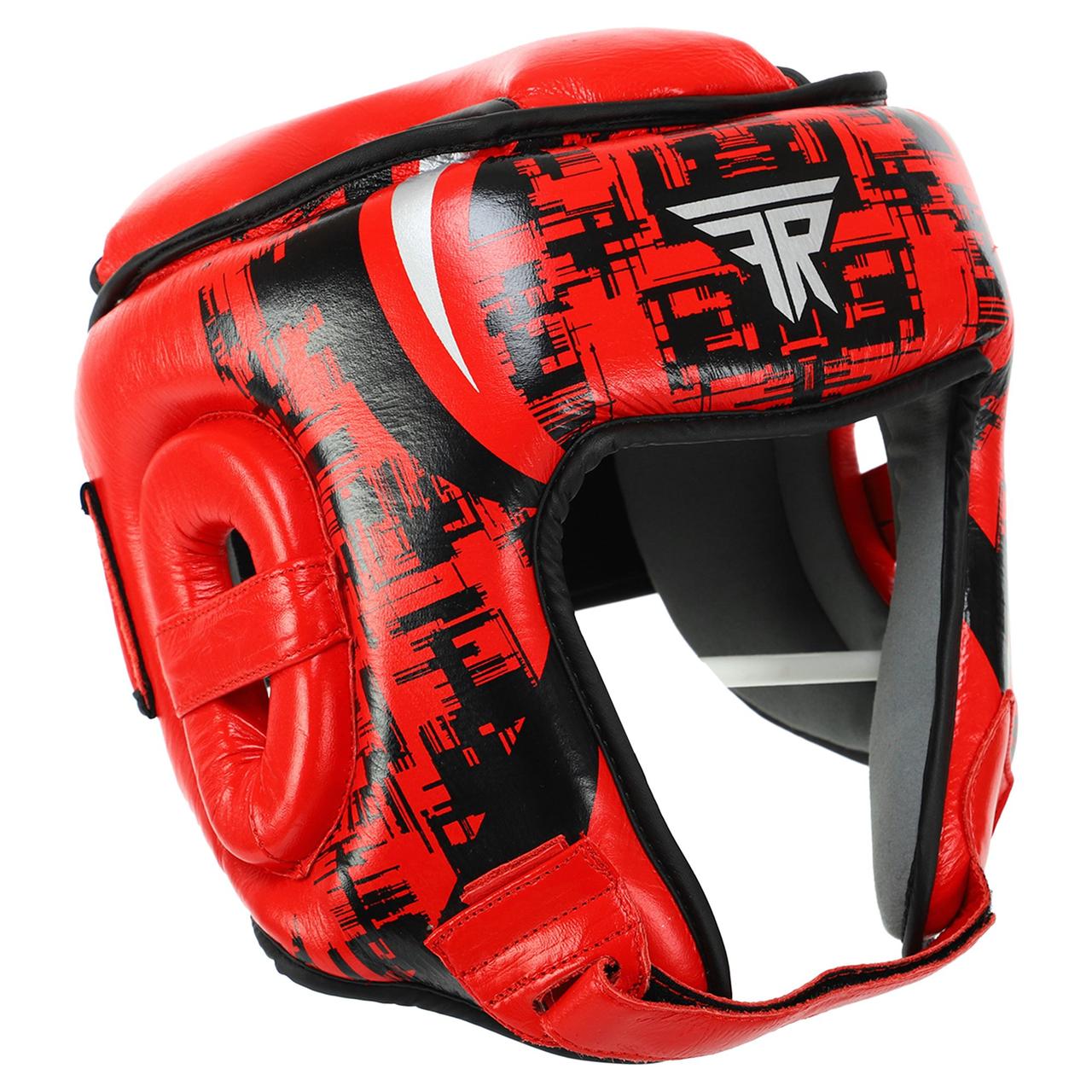 Шолом боксерський відкритий шкіряний Zelart Fistrage Furious 4466 розмір XL Red-Black