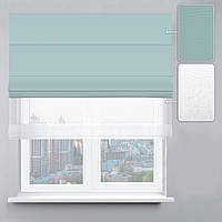 Римська штора Джусі велюр бiрюзова та тюль