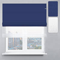 Римська штора Джусі велюр синя та тюль