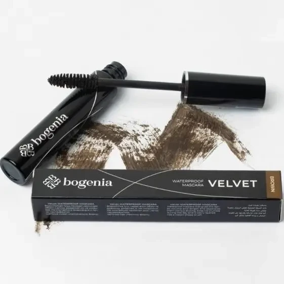 BG900 Коричнева водостійка туш для вій Bogenia Velvet Waterproof Mascara, 002 Brown