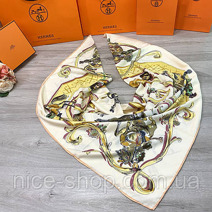 Хустка H.e.r.m.e.s шовкова з ручною підшивкою, фото 4