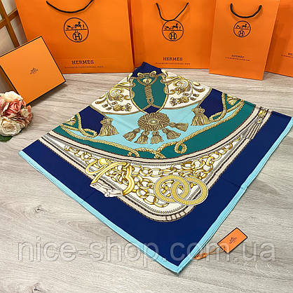 Хустка H.e.r.m.e.s шовкова з ручною підшивкою, фото 4
