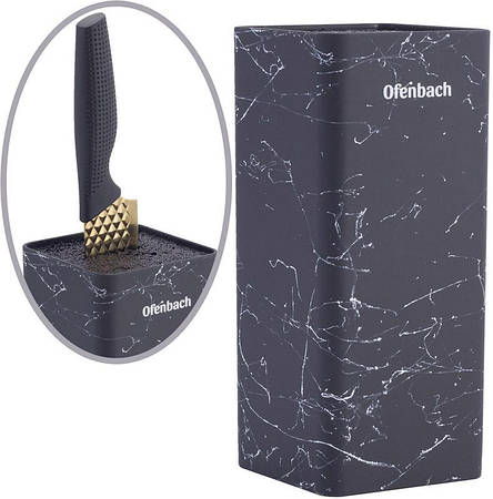 Підставка-колода Ofenbach Black Marble для кухонних ножів і ножиць 9х9х22см, фото 1
