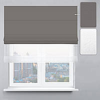 Римська штора Джусі велюр антрацитова та тюль