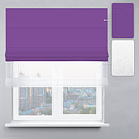 Римська штора Джусі велюр фiолетова та тюль