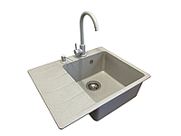 Мийка кухонна Vector Forest 62*50 см(чаша праворуч,змішувач та. дозатор у колір мийки +сифон)світло-сіра