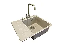 Мийка кухонна Vector Forest 62*50 см(чаша праворуч,змішувач та. дозатор у колір мийки +сифон)бежева