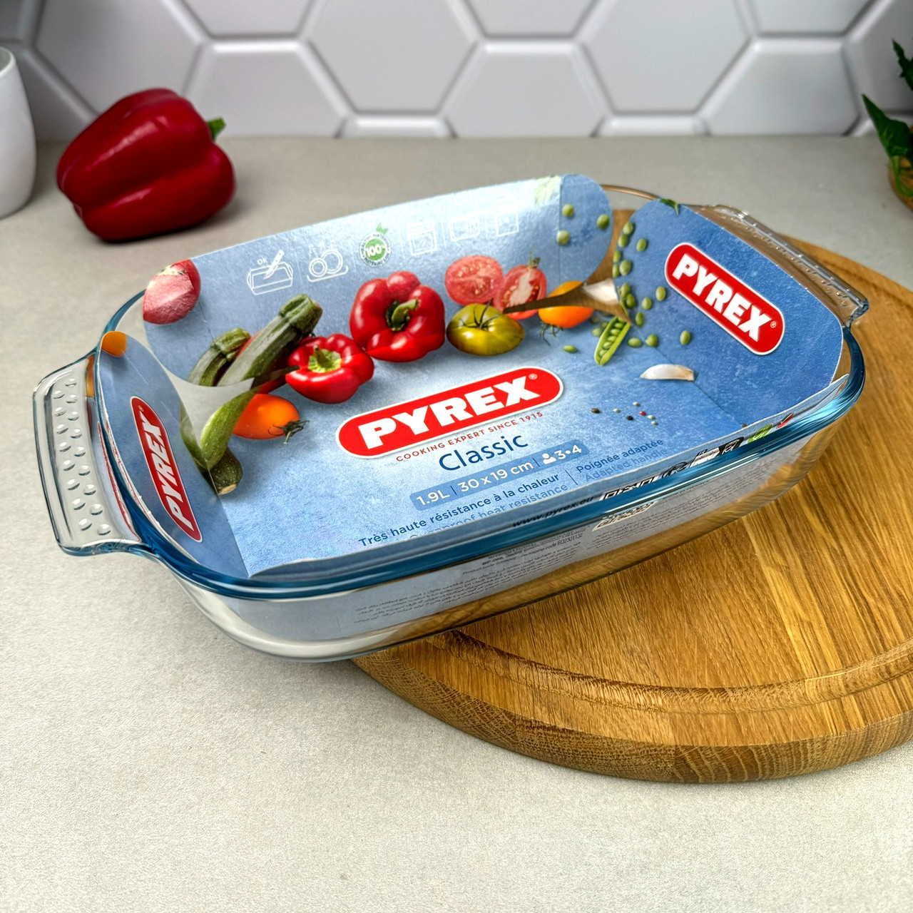 Прямокутна скляна форма для духовки з жароміцного скла PYREX IRRESISTIBLE 30*19 см