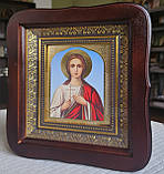 Ікона Св.мучениця Віра у темному фігурному кіоті під склом, розмір 20*18, сюжет 10*12., фото 2