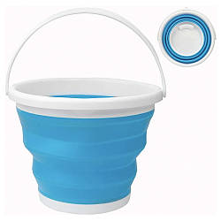 Складне силіконове відро на 10 л, Collapsible Bucket, Синє / Компактне похідне відро