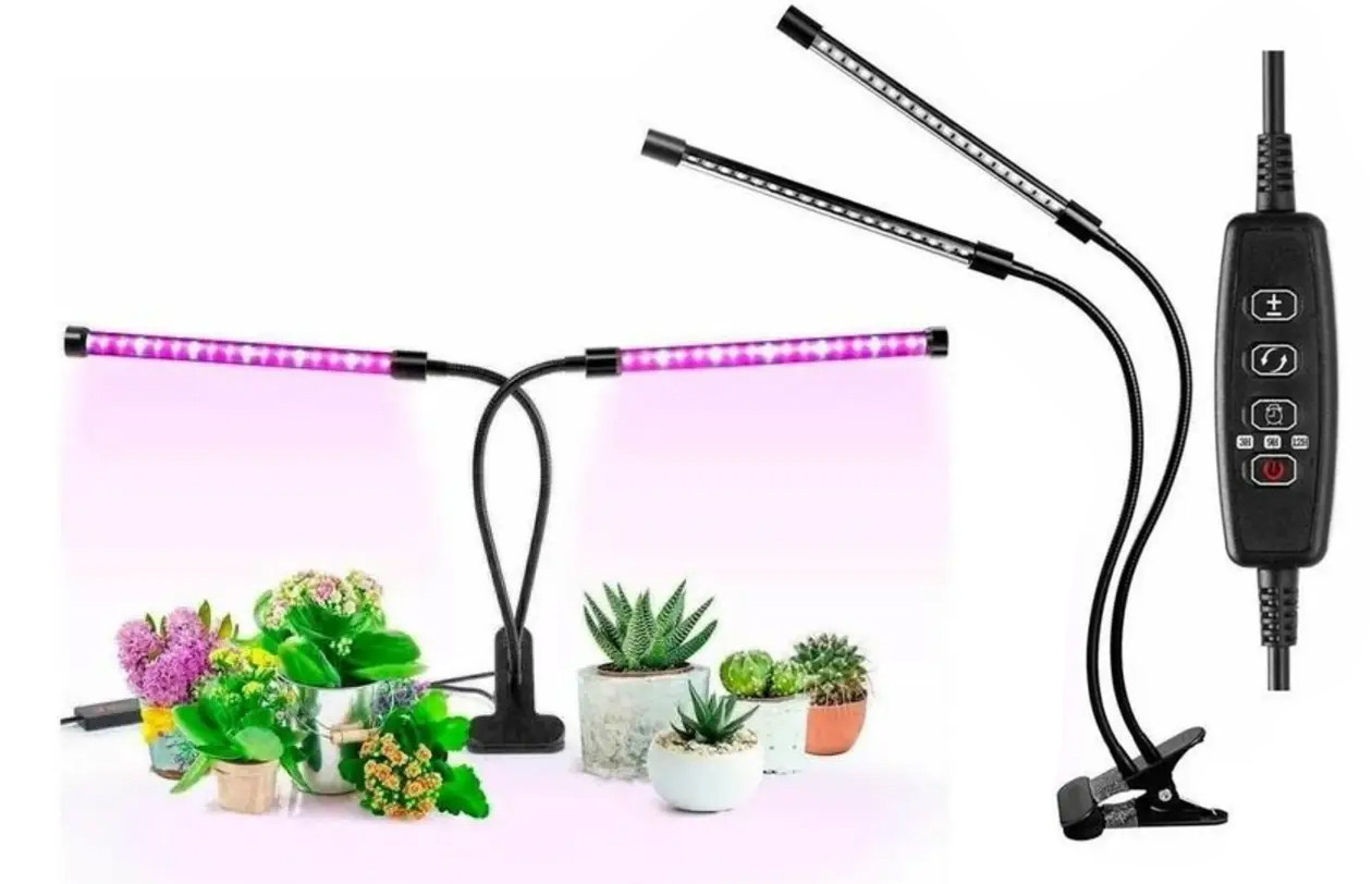 Світлодіодний фітосвітильник Green House Pro 2 (18 W) на прищіпці, лампа для квітів, рослин розсади