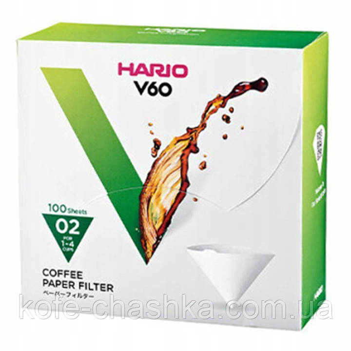 Паперові білі фільтри для прумера 02 Hario, 100 шт (Японія Hario BOX Подарункове паковання)Фільтра Харіо v60