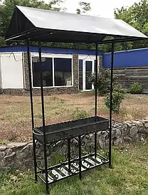 Мангал з дахом та дровницею на 9 шампурів 4мм Так