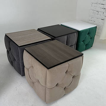 Пуф-трансформер 5в1 зі столиком каретна стяжка Чорний каркас вибір, фото 1