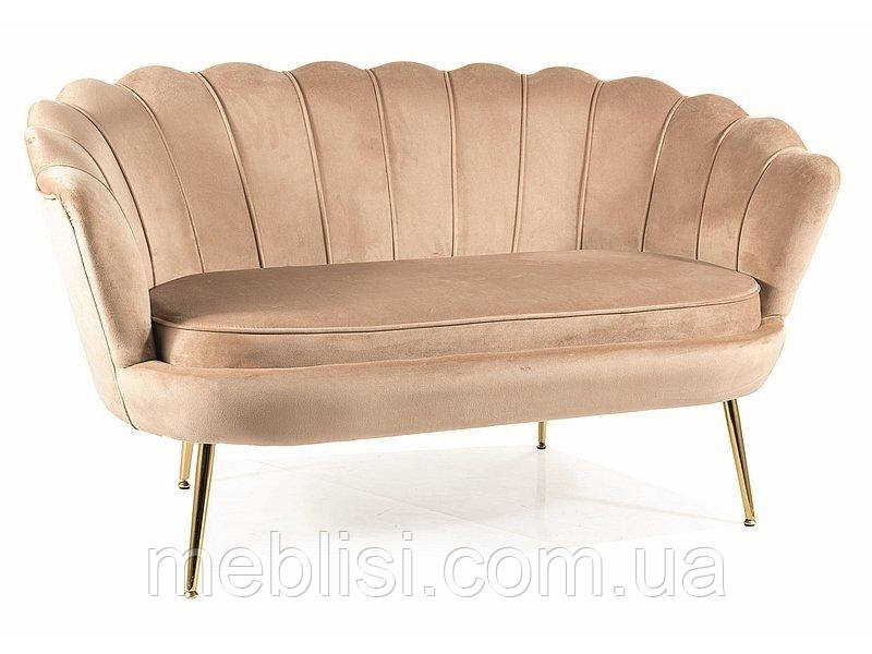Диван-софа Camellia 2 Velvet бежевий,ніжки метал золото, Bl.28 (Signal)