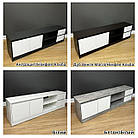 Тумба під телевізор 160 см сірий з білим фасадом з ящиками та полицями, фото 7