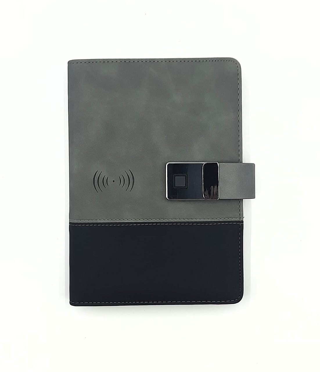 Блокнот з відбитком пальця бездротовою зарядкою та USB флешкою Lockbook Сіро-чорний
