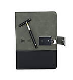 Блокнот з відбитком пальця бездротовою зарядкою та USB флешкою Lockbook Сіро-чорний, фото 11