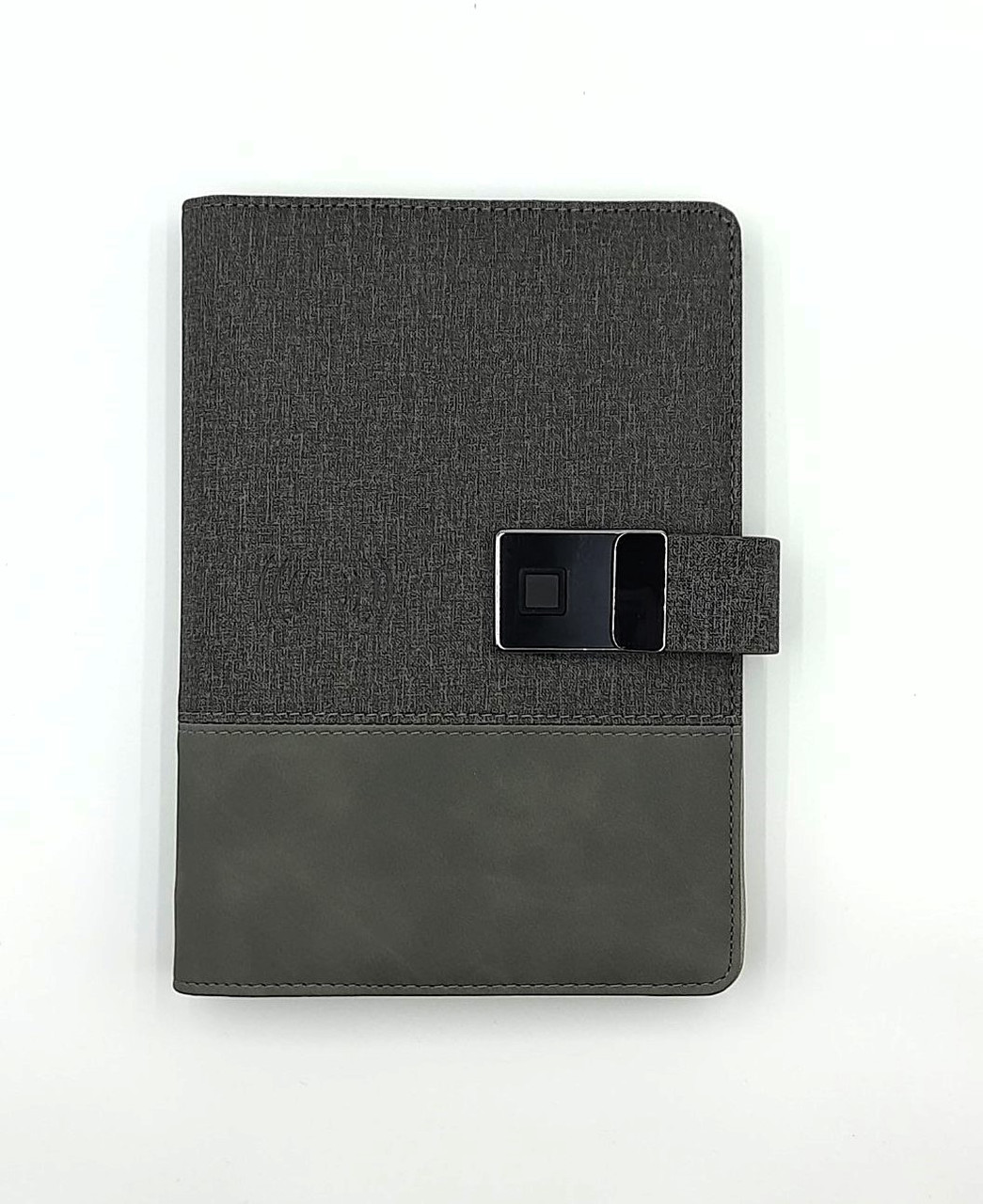 Блокнот з відбитком пальця бездротовою зарядкою та USB флешкою Lockbook Сірий джинс