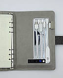 Блокнот з відбитком пальця бездротовою зарядкою та USB флешкою Lockbook Сірий джинс, фото 8