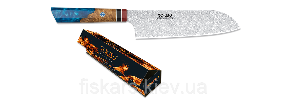 Кухонний ніж Сантоку 195 мм Tokisu дамаська сталь (17454)